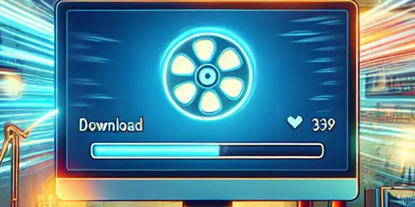 A cozy home setup featuring a computer displaying a torrent application for fast and secure movie downloads.