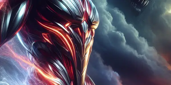 Ultraman Z prepares for battle against the menacing villain Belial in a vibrant, action-packed landscape.