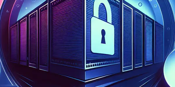 A digital poster illustrating "Safe Adult Archives" with abstract library imagery, security icons, and modern typography.