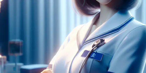 A captivating Japanese nurse in a sensual hospital setting, blending care and allure with playful interactions.